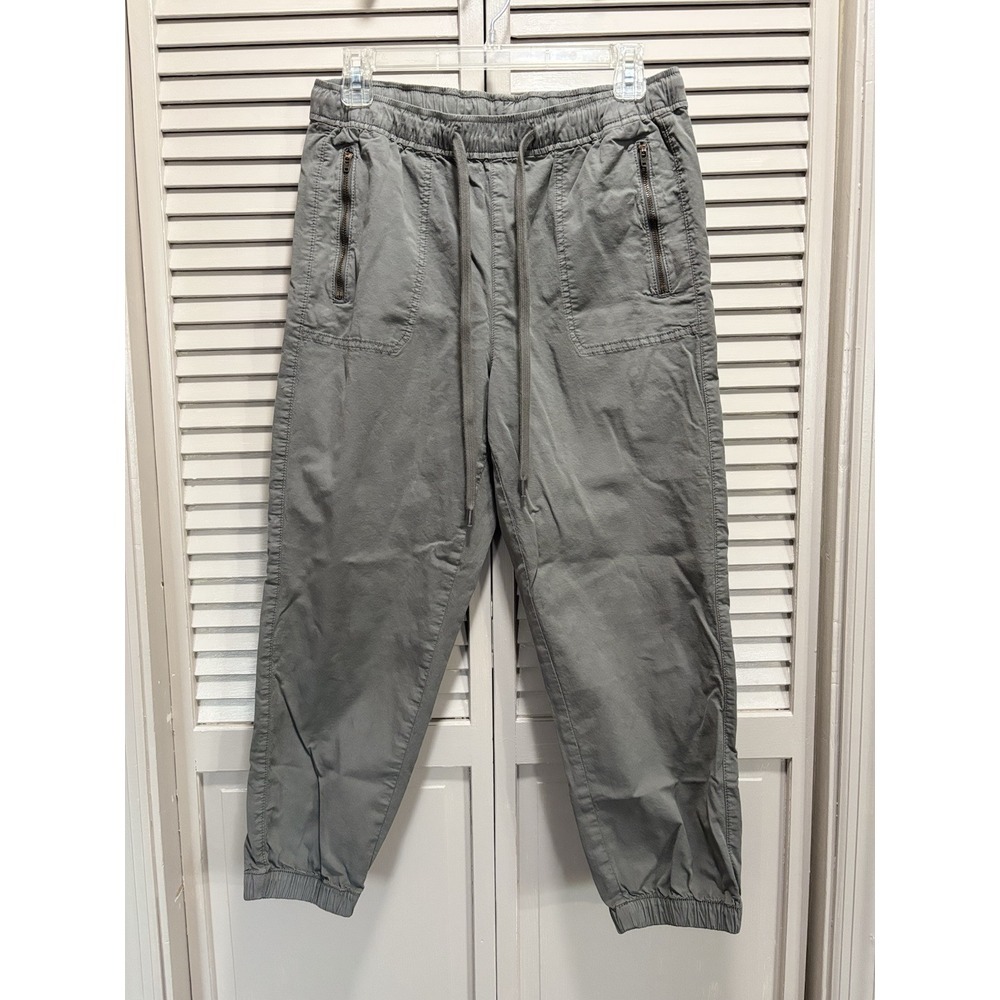 American Eagle Gray Elastic/Tie Waist Zip Pockets Elastic‎ Hem Pants Size Medium